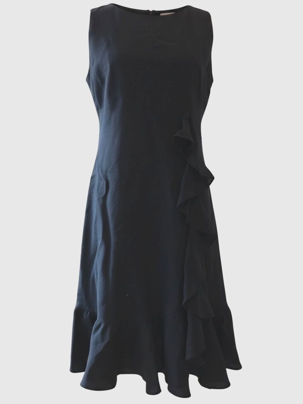 Vintage Bazar de Christian Lacroix Navy Wool Ruffle Dress 42